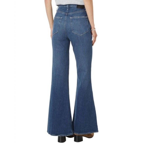 PAIGE Charlie Full Length Flare Jeans Mixtape Sz 25 Dark Wash Y2K Luxury Capsule - Picture 11 of 11